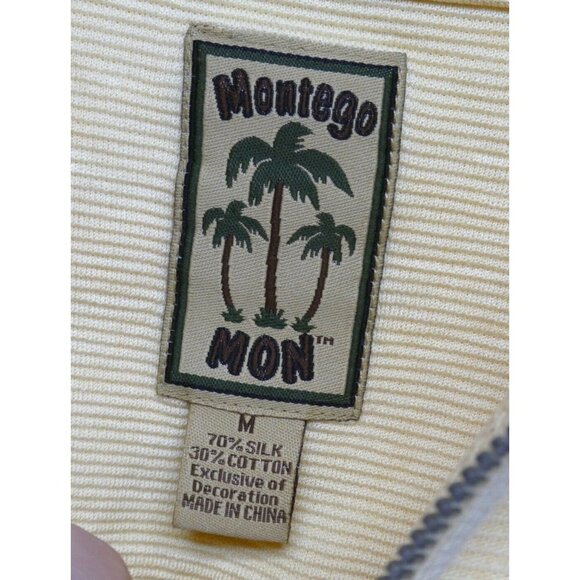 Montego Mon Mens Silk blend 1/4 zip pullover‎ sweatshirt size M Yellow texture - Picture 3 of 12